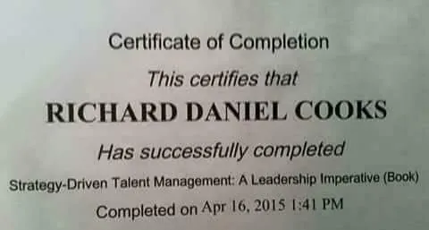 Richard Cooks recognition and service document