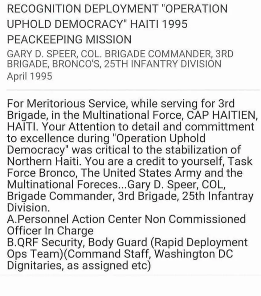 Richard Cooks recognition and service document